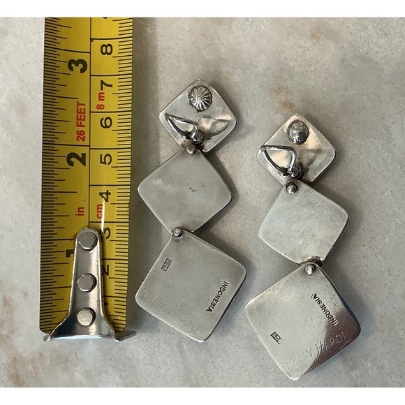 John Hardy Sterling Silver Diamond Shape Drop Dangle Earrings - Picture 4 of 10